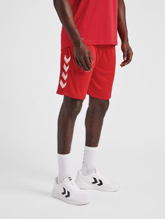 Спортивні чоловічі шорти Hummel Core XK Poy для тренувань та залу, дихаючі та швидкосохнучі, True Red, розмір XL