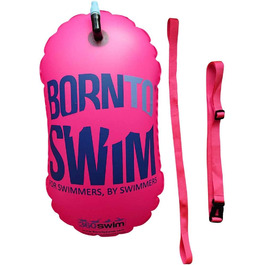 BornToSwim буєр для плавців, без сухої кишені, 28x49 см, рожевий, з логотипом, для безпеки на воді