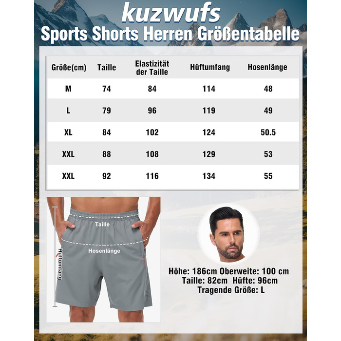 Чоловічі спортивні шорти для фітнесу та занять спортом (2 шт.) - чорний/світло-сірий, XXL