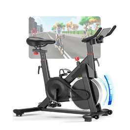 Велотренажер для дому Superun з APP, магнітний опір, 15 кг маховик, ультратихий, чорний