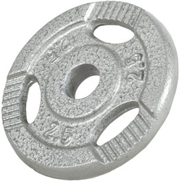 Диски для гантелей GORILLA SPORTS, чавунні, сріблясто-чорні, 2.5 кг, Tri-Grip, 30 мм – набір вагових дисків для гантелей і штанги