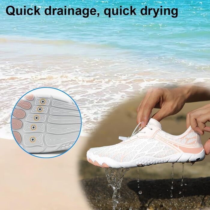 Чоловічі та жіночі аквашузи для плавання та серфінгу. Швидка сушка, дихаючі, для пляжу та басейну. Розміри 36-46, чорний/білий, рожевий/білий