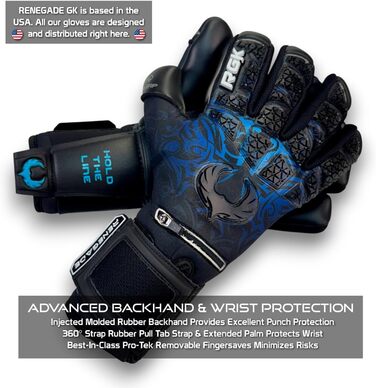 Воротарські рукавички Renegade GK Limited Edition Rogue з захистом пальців (розміри 6-11, рівень 4+). Giga Grip 4+3мм | Преміум-якість для дорослих, підлітків та дітей