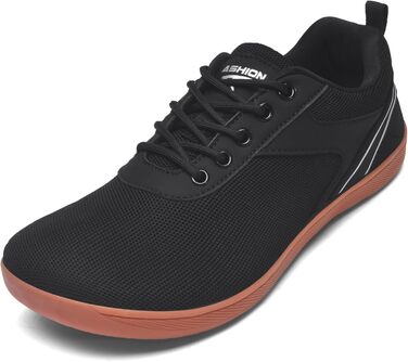ASHION Унісекс босі кросівки для жінок та чоловіків. Широкі кросівки для ходьби, трейлраннінгу та бігу по вулицях. Розмір 39 EU, широка колодка, чорний/коричневий колір.