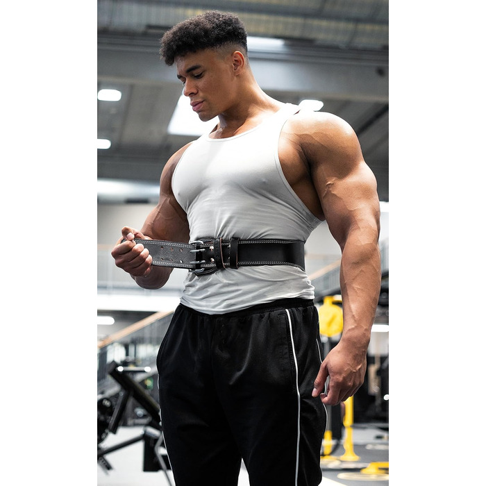 Шкіряний пояс для важкої атлетики Fitgriff, чорний, XXL, 4 дюйми – для бодібілдингу, пауерліфтингу та тренувань, 100% натуральна шкіра, унісекс