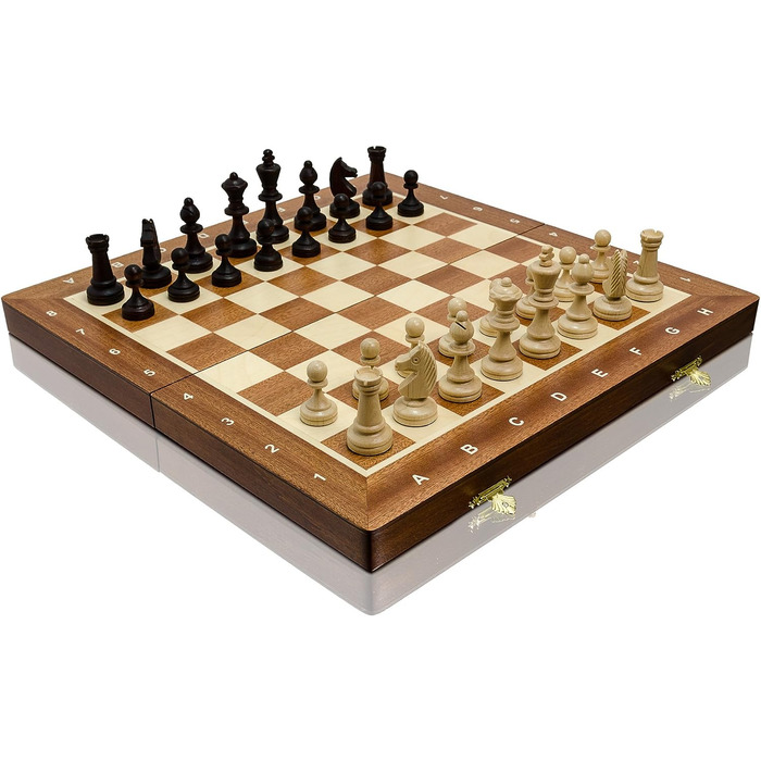 Професійний шаховий набір Master Of Chess №3, дерев'яна інкрустована дошка 35 см, фігури Стаунтон, для турнірів