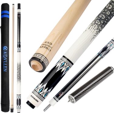 Більярдний кий KONLLEN Dragon-1 з низькою відволікаючою лінією, подовженням та кейсом (10,5 мм, 11,5 мм, 12,5 мм наконечник Tigerspitze, XTC-чохол, 3/8 x 8 радіальний штифт, довжина 147 см)