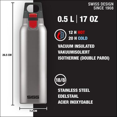 Термос-бутилка SIGG Hot & Cold ONE 0.5 л, ізольована, нержавіюча сталь, без шкідливих речовин, для напоїв, зручна для однієї руки, outdoor