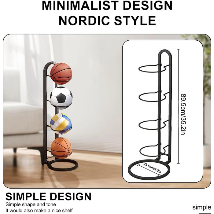Стовпчик для м'ячів на 4 яруси, вертикальна підставка для зберігання м'ячів, стелаж для футбольних м'ячів, знімна металева підставка для демонстрації, полиця для зберігання м'ячів, для волейболу, баскетболу, футболу