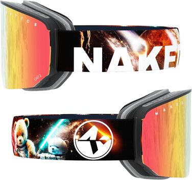 NAKED Optics NOVA: Окуляри для сноуборду та гірськолижного спорту, чоловічі та жіночі, з можливістю заміни лінз (SpaceBears)