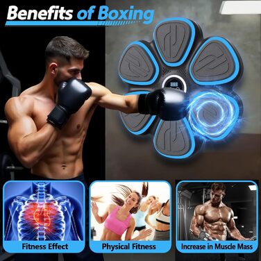 Музична боксерська машина для дорослих з LED-підсвічуванням та Bluetooth. Електронна боксерська машина з музикою, 9 режимів швидкості та підрахунку ударів, у комплекті боксерські рукавички.
