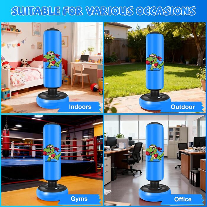 Дитячий боксерський мішок Ninonly 130 см з рукавичками для боксу, карате та тхеквондо для хлопчиків та дівчаток, динозавр