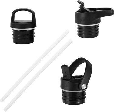 Фляга з нержавіючої сталі з 3 кришками - термофляга, витокозахисна, металева, двостінна, ізольована, без BPA, з трубочкою - 470 мл, графітовий колір