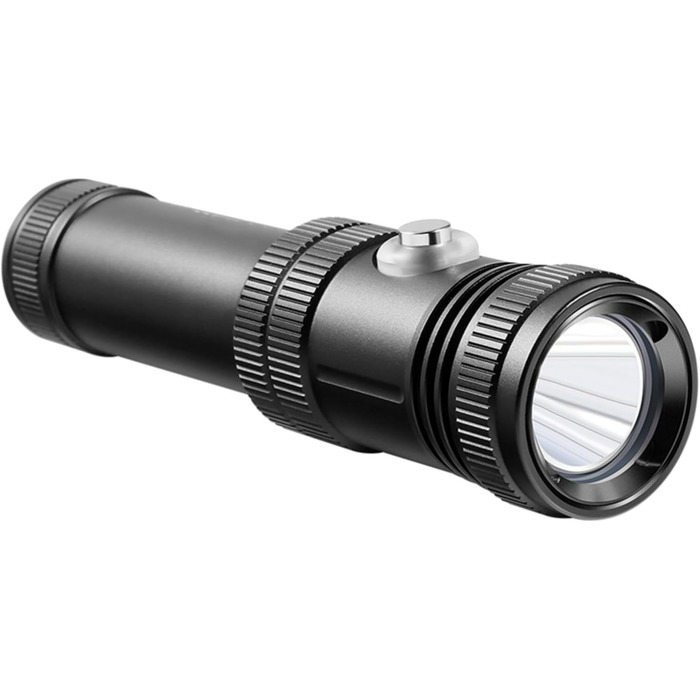 WindFire Перезаряджувана водонепроникна дайверська ліхтарик для дайвінгу та снорклінгу, 4 режими освітлення, індикатор заряду