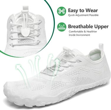 SAGUARO Unisex Барфут-кросівки для активного відпочинку та тренувань, білі (41 EU)