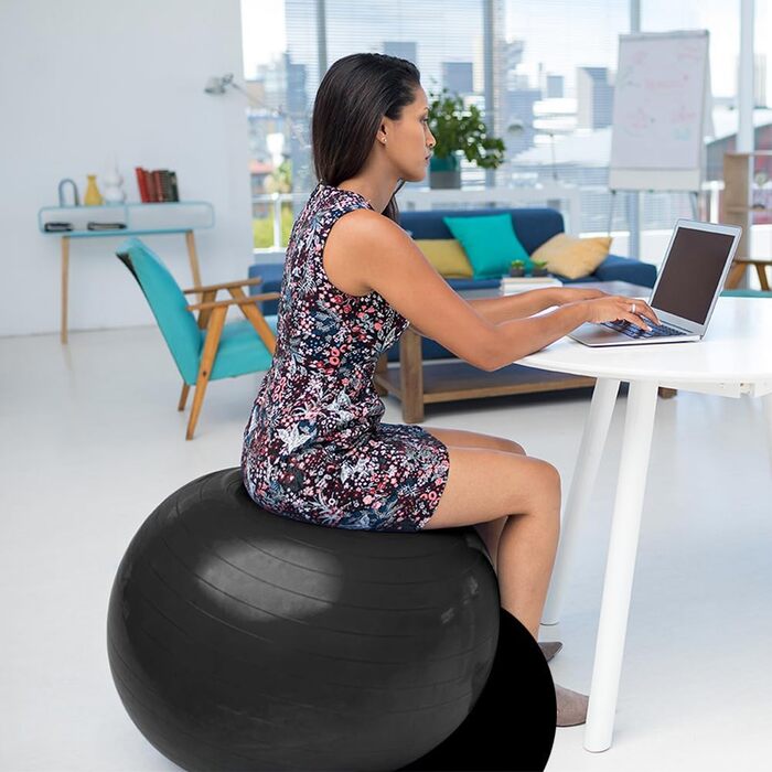 Фітбол Flintronic 55/65 см: для йоги, фітнесу, пологів. Анти-burst, товстий, з насосом. Чорний