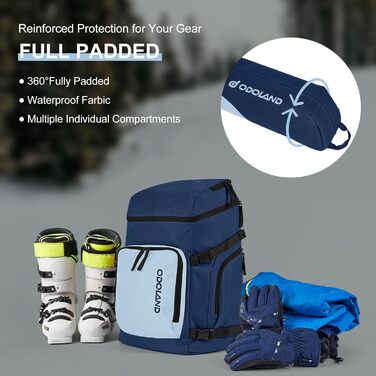 Чохол для лиж Odoland Skitasche Set: комплект для лиж та взуття, водонепроникний, до 200 см, для чоловіків та жінок