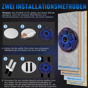 Музична боксерська машина SEMAI - Bluetooth, 9 режимів швидкості, підрахунок ударів, для дітей та дорослих, блакитна