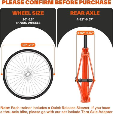 Роликовий тренажер Sportneer для велосипеда - магнітний велотренажер з 6 рівнями опору для дому, 26-28' & 700C, чорний