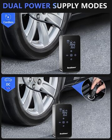 Електричний повітряний насос для велосипеда з акумулятором 150PSI: компресор з акумулятором 6000mAh, манометром для велосипедів, мотоциклів та автомобілів