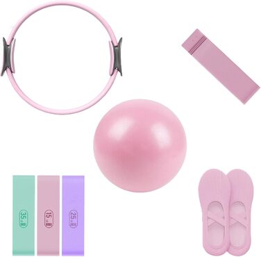 Набір для пілатесу: Magic Circle, еластичні стрічки, м'яч, шкарпетки, ролер. Тренування вдома для жінок та початківців