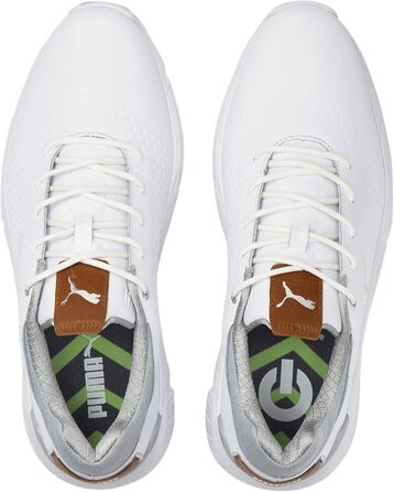 Чоловічі гольф-туфлі PUMA Ignite з натуральної шкіри White Silver Gray, 40.5 EU