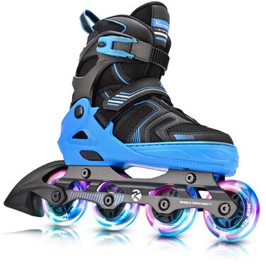 Роликові ковзани Kuxuan для дітей та підлітків, розмір EU 34-37, з підсвічуванням, синього кольору