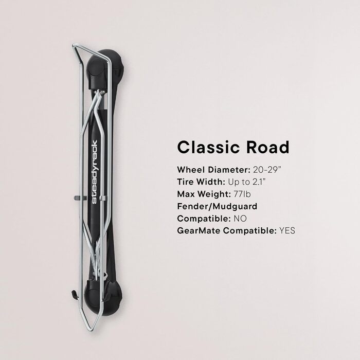 Тримач для велосипеда на стіну Steadyrack Classic Rack - Хромований, вертикальне зберігання