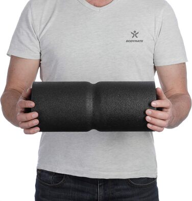 Набір для міофасціального масажу BODYMATE Care: ролик 35x14 см (середньої жорсткості, з борозною для зняття напруги хребта), м'яч 12 см, двійний м'яч 12x24 см, чорний, з E-Book
