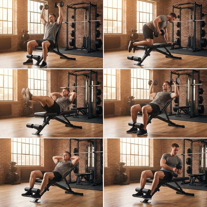 Регульована лавка для тренувань Leikefitness, складана з автоматичним блокуванням (Black 58101)