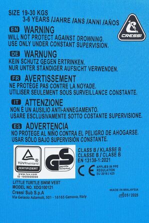 Спасальний жилет CRESSI Little Turtle для дітей 3-6 років, неопрен, блакитний/жовтий