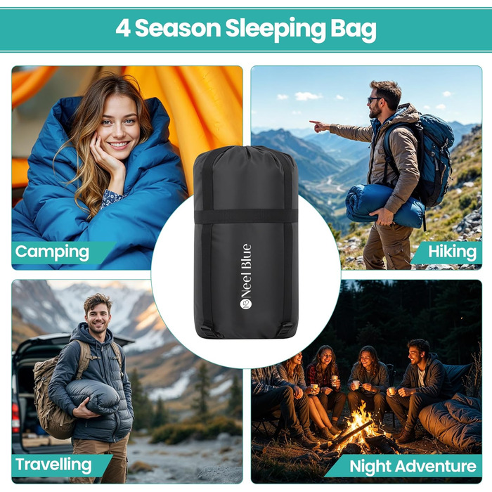 Спальний мішок Mumienschlafsack для дорослих - легкий, компактний, водонепроникний з капюшоном, 220x85 см, для кемпінгу, походів, подорожей (червоний)