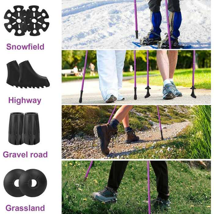 Телескопічні палиці для скандинавської ходьби та трекінгу, складані алюмінієві палиці для ходьби 115-135 см з гумовими наконечниками, унісекс