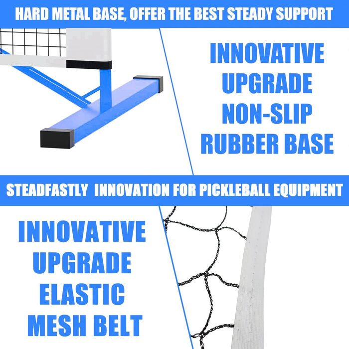 PickleTech М'яка сітка для піклболу Slim 4.0-6.7 м - Турнірна сітка - З переносною сумкою - Професійне обладнання для піклболу