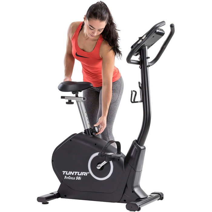 Велотренажер Tunturi FitCycle 50i/70i з LCD-дисплеєм, додатками Zwift і Tunturi Routes, 32 рівня навантаження, сенсором пульсу, для дому, до 150 кг