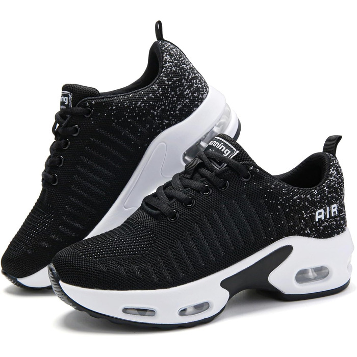 Жіночі кросівки для бігу з підтримкою склепіння стопи, повітряна подушка, комфортні снікерси, чорно-білі, 38.5 EU