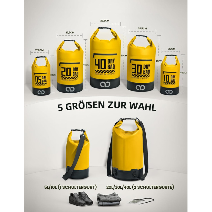 Водонепроникний рюкзак-сумка Lamicall Dry Bag 5/10/20/30/40L - міцний, стійкий до подряпин, для водного спорту, пляжу, подорожей