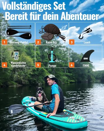 Надувна SUP-дошка BEYOND MARINA 320x81x15 см з веслом, сидінням, насосом і рюкзаком для водних видів спорту