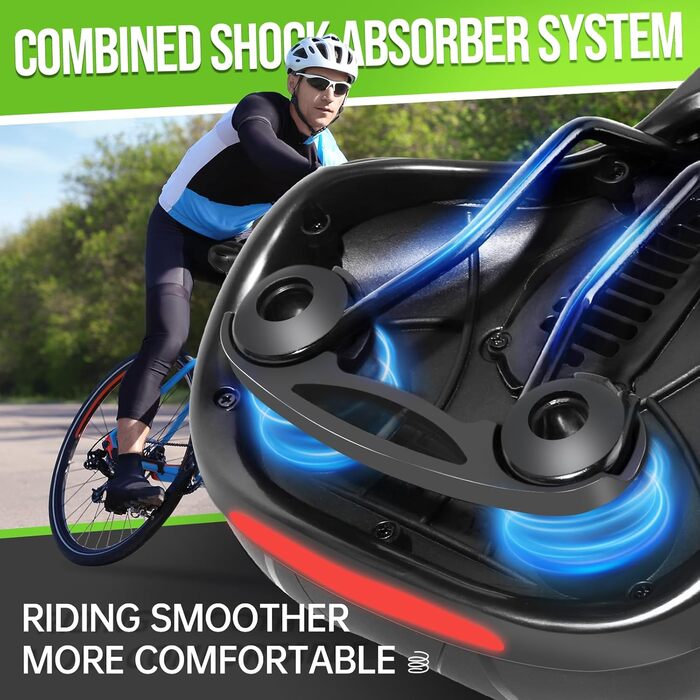 Велосипедне сідло SPGOOD: зручне, ергономічне, з м'якою піною пам'яті, амортизуюче, дихаюче, водонепроникне, для жінок та чоловіків, 25*21 см