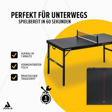 Стіл для настільного тенісу JOOLA Midsize з сучасним дизайном (сірий/оранжевий), включає сітку. Чорний / зелений