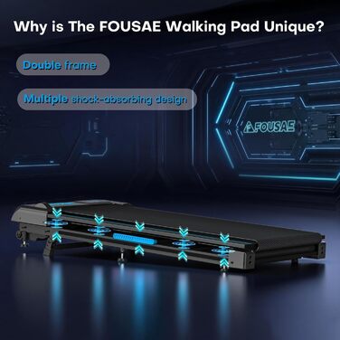 Бігова доріжка Walking Pad для дому з нахилом 9%, потужність 2.5HP, LED-дисплеєм та дистанційним керуванням, 12 програм, амортизація, до 150 кг, чорно-синя