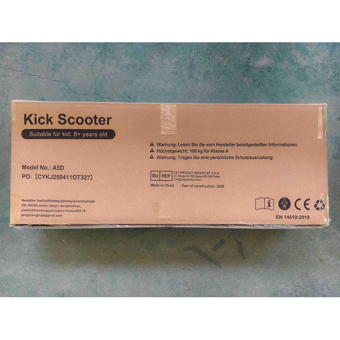 Дитячий складаний самокат з великими колесами 200 мм, дискові гальма, регульована висота, з ремінним ременем, для дітей 8-15 років (Білий)