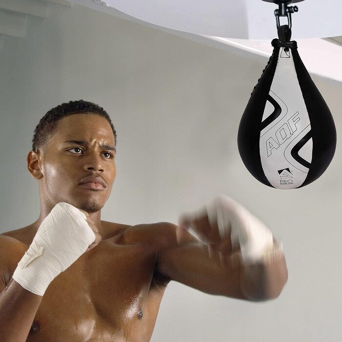 Набір для боксу AQF: боксерський мішок, перчатки, захист, чорний та білий, Pro