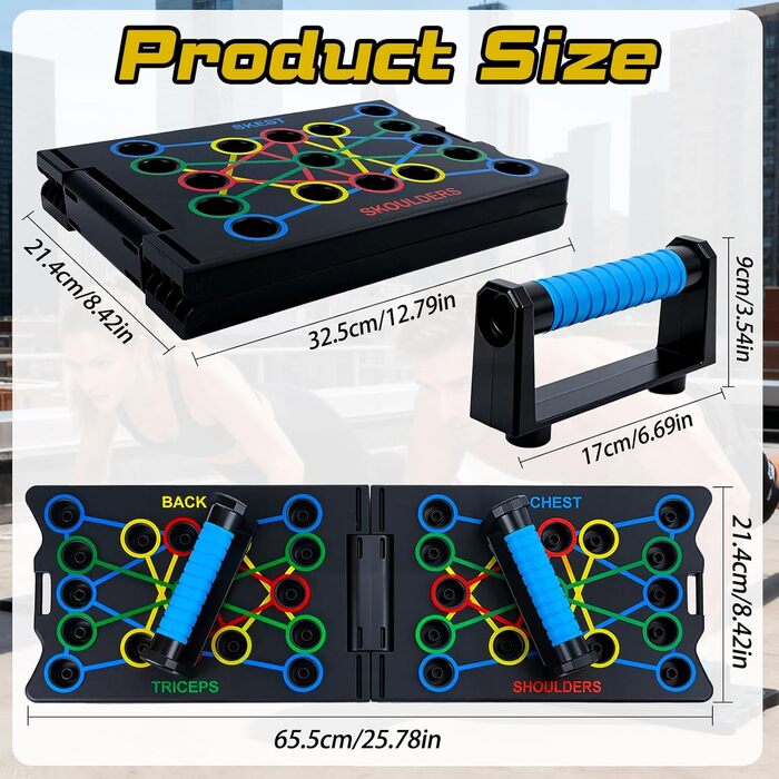 Дошка для віджимань 24-в-1, багатофункціональний тренажер, тренажер для грудей, складаний портативний, для дому, обладнання для домашнього спортзалу, аксесуари для силових тренувань та домашніх тренувань