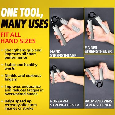 Тренування рук та зап'ястя: металевий тренажер для сили хвата (4/6 шт.)