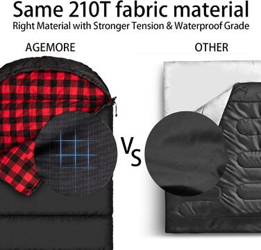 Спальний мішок Baumwoll-Flanell для дорослих, 100% бавовна, для кемпінгу, походів, подорожей з рюкзаком, легкий, 3-4 сезони, чорний/червоний