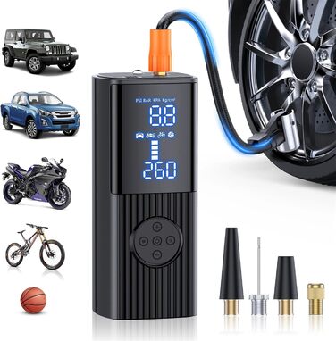 Електричний компресор LeuKoles 150PSI з акумулятором 12000mAh, портативний насос для авто, велосипеда, мотоцикла, швидке накачування