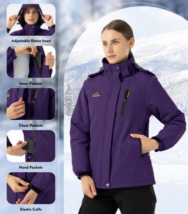 Зимова куртка Daen Outdoor: вітронепроникна, водонепроникна Softshell з капюшоном (XS, фіолетовий)