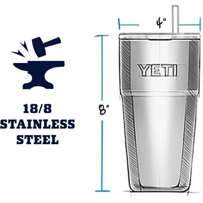 Термокружка YETI Rambler з соломкою, нержавіюча сталь, 769 мл (26 oz), колір Camp Green