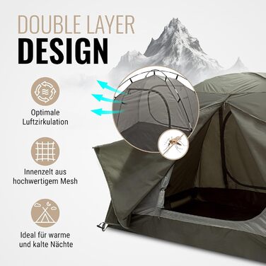 Намет WANDERFALKE® Camp 2: водонепроникний, 2-4 особи, легкий, з тамбуром. Ідеально для кемпінгу, подорожей та риболовлі. Підходить для будь-якої погоди.